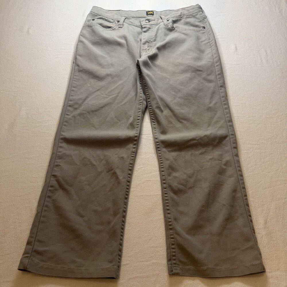 LEE Straight Fit Jeans Women Size 16 Husky Beige Khaki TZS-T420-008
